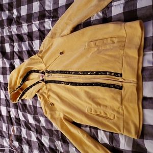 Breexy Yellow Velour Zip Up Hoodie Size S